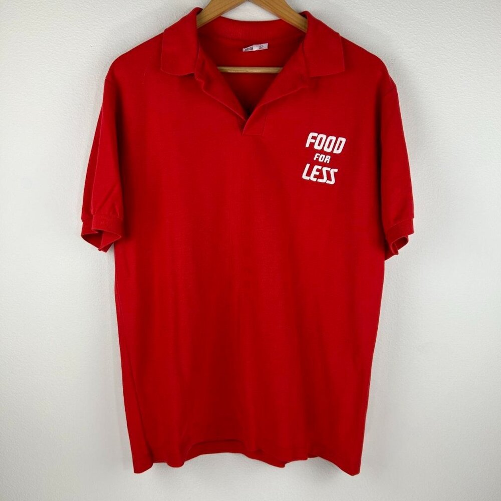 Vtg Angelica Men’s Retro Casual Food is Less Red Polo Size M